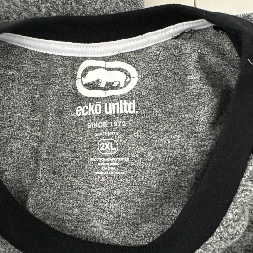 Ecko Unltd T-Shirt Men L Gray Black Graphic Tee Logo Streetwear 90s Vibe Y2K - Picture 6 of 10